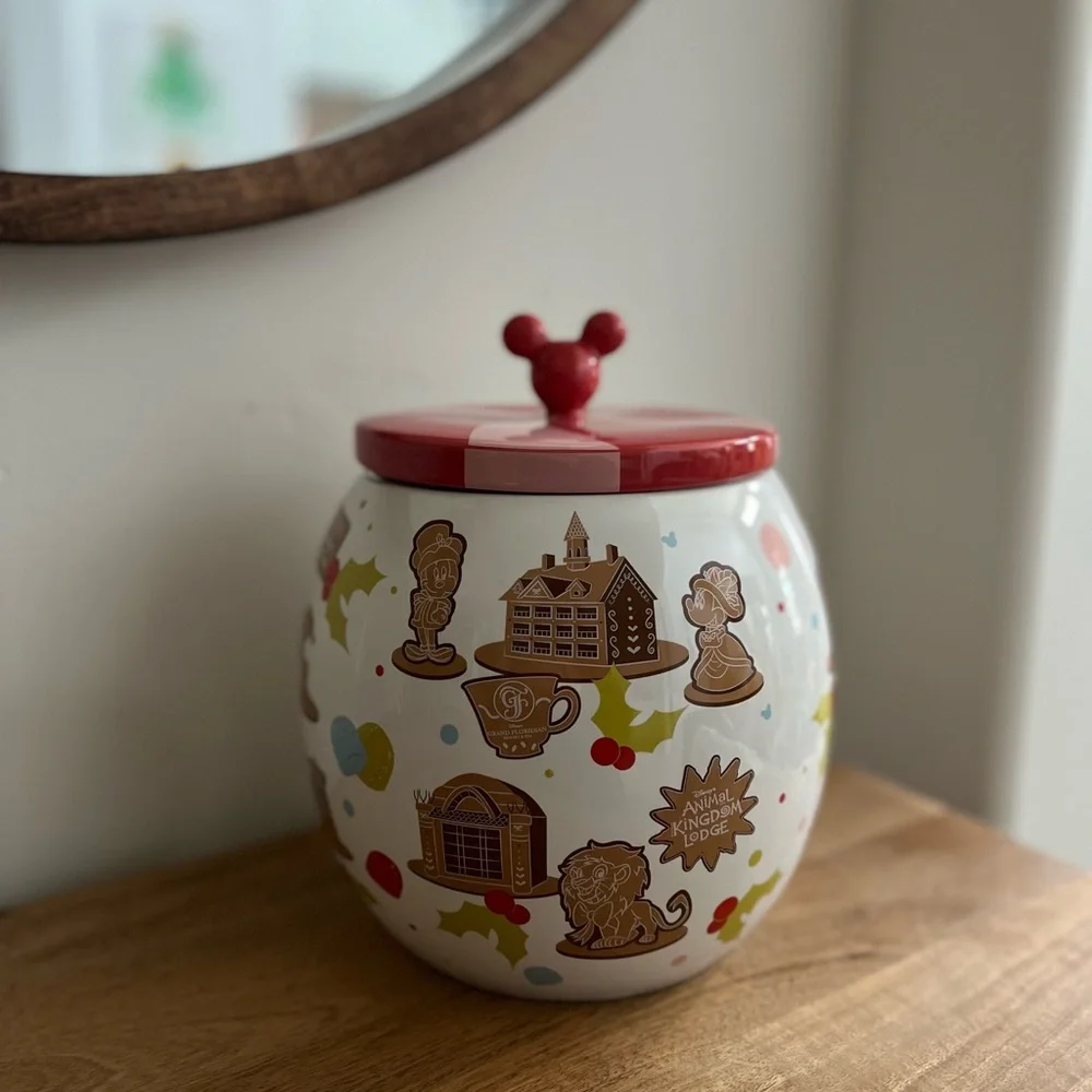 Disney Parks 2024 Christmas Holiday Mickey Resort Gingerbread Display Cookie Jar